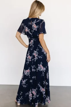 Online Baltic Born Naomi Short Sleeve Maxi Dress | Navy Floral