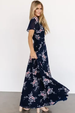Online Baltic Born Naomi Short Sleeve Maxi Dress | Navy Floral