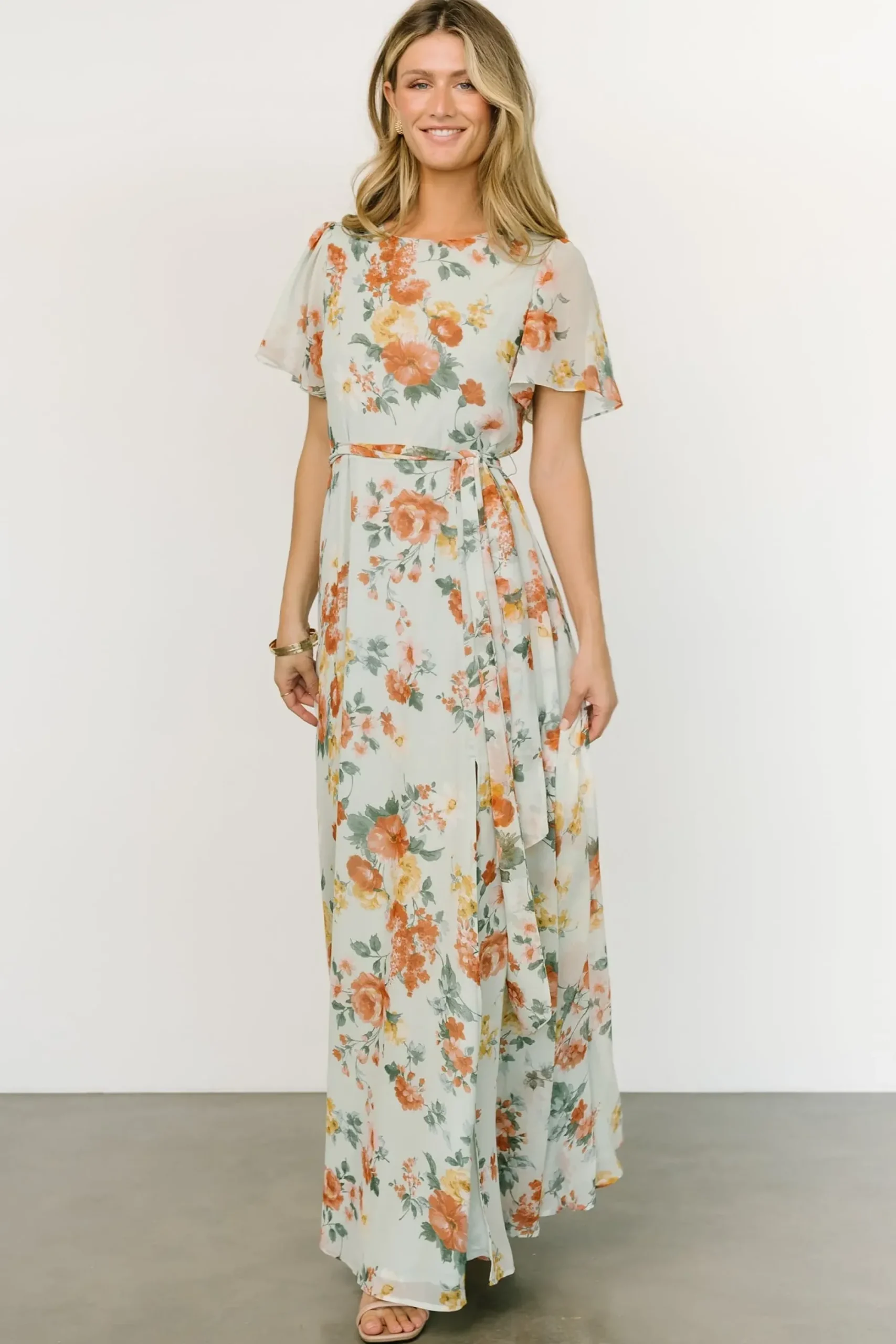 Hot Baltic Born Naomi Short Sleeve Maxi Dress | Sage Floral