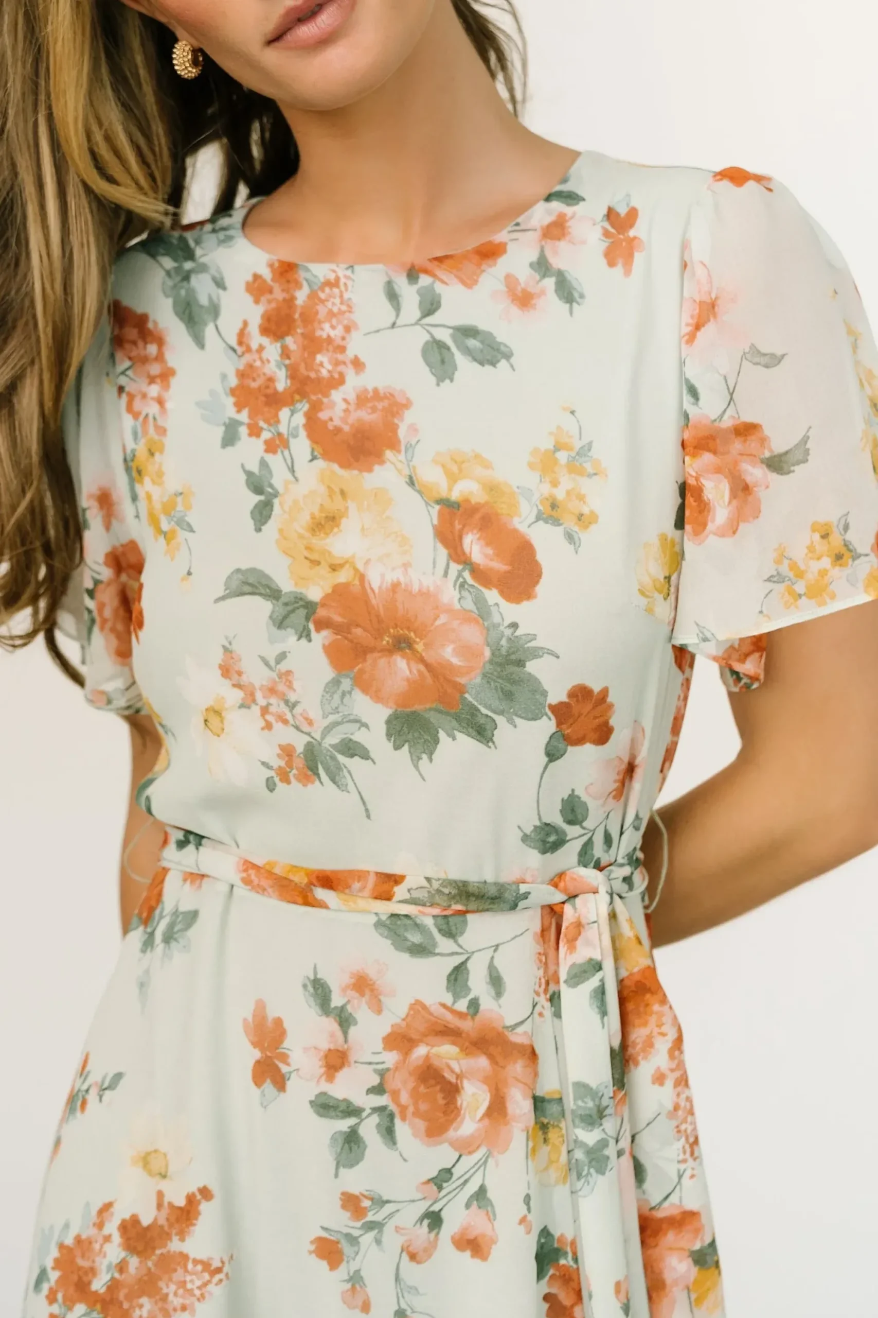 Hot Baltic Born Naomi Short Sleeve Maxi Dress | Sage Floral