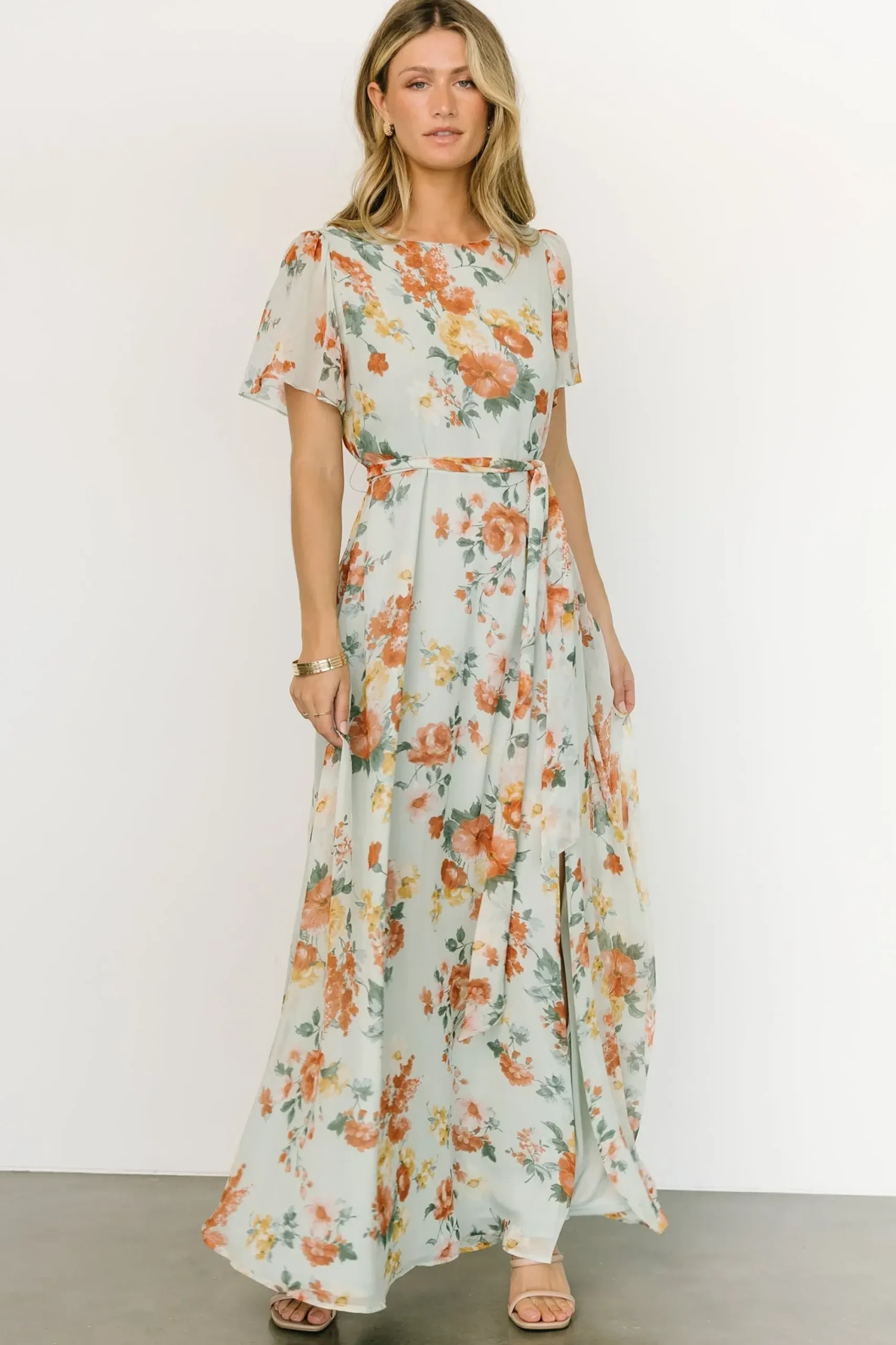 Hot Baltic Born Naomi Short Sleeve Maxi Dress | Sage Floral