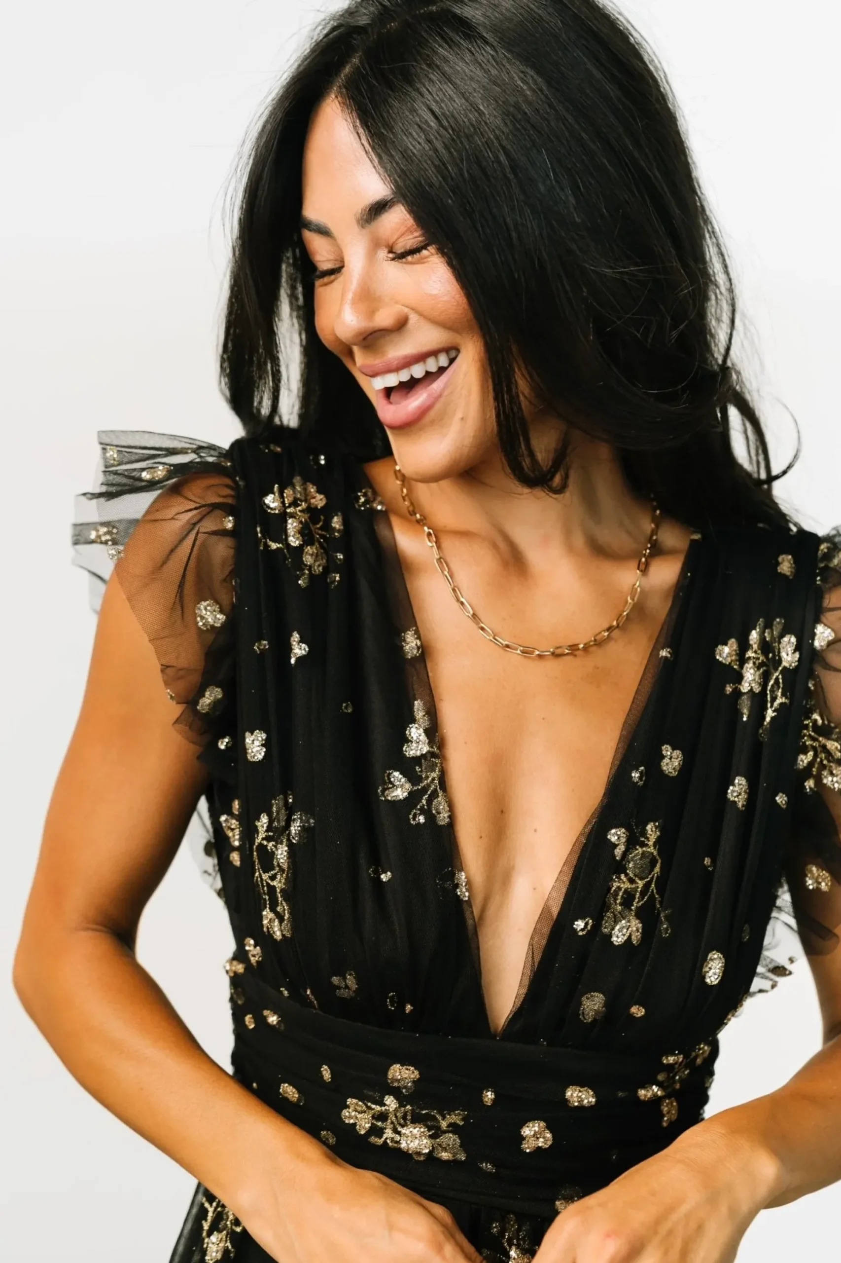 Discount Baltic Born Natalia Floral Embellished Maxi Dress | Black + Gold