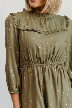 Clearance Baltic Born Nixon Pintuck Ruffle Midi Dress | Green