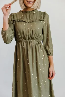 Clearance Baltic Born Nixon Pintuck Ruffle Midi Dress | Green