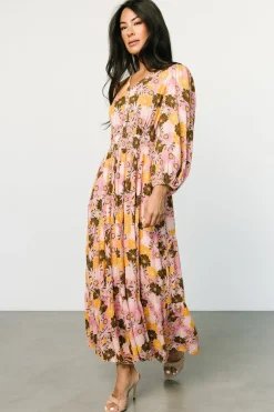 Discount Baltic Born Noa Tiered Midi Dress | Pink + Mustard