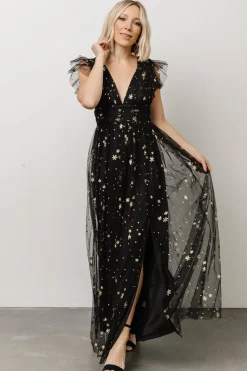 Fashion Baltic Born Nova Shimmer Maxi Dress | Black + Gold