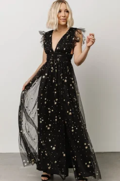 Fashion Baltic Born Nova Shimmer Maxi Dress | Black + Gold