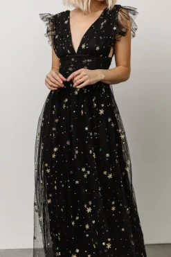 Fashion Baltic Born Nova Shimmer Maxi Dress | Black + Gold