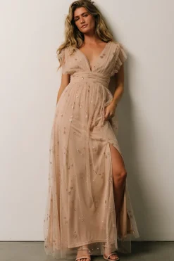 New Baltic Born Nova Shimmer Maxi Dress | Natural + Blush