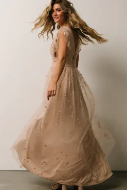 New Baltic Born Nova Shimmer Maxi Dress | Natural + Blush
