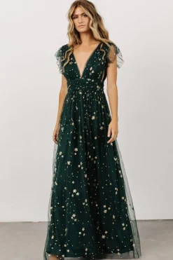 Clearance Baltic Born Nova Shimmer Maxi Dress | Green + Gold