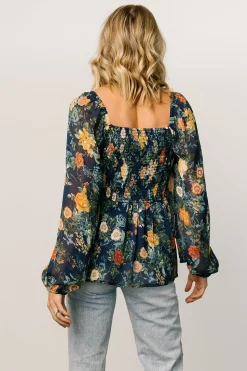 Online Baltic Born Ollie Smocked Top | Navy Multi