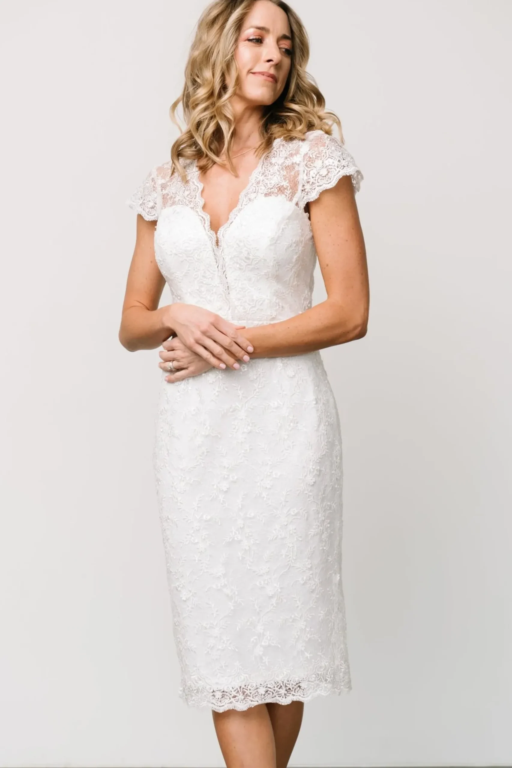 Best Baltic Born Oriana Embossed Shimmer Midi Dress | Off White