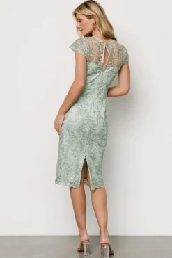 Online Baltic Born Oriana Embossed Shimmer Midi Dress | Sage
