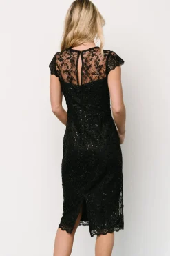 Sale Baltic Born Oriana Embossed Shimmer Midi Dress | Black