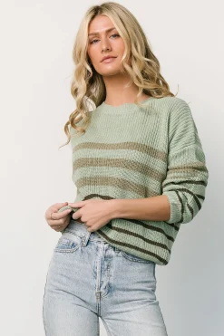 Sale Baltic Born Oslo Striped Sweater | Dusty Olive