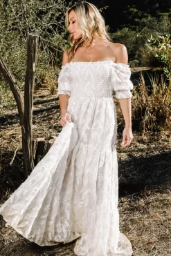 Online Baltic Born Paloma Smocked Feather Maxi Dress | Off White