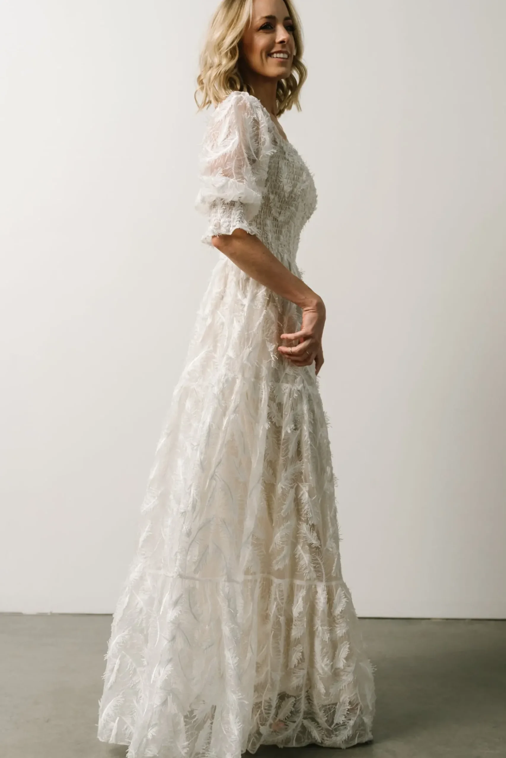 Online Baltic Born Paloma Smocked Feather Maxi Dress | Off White