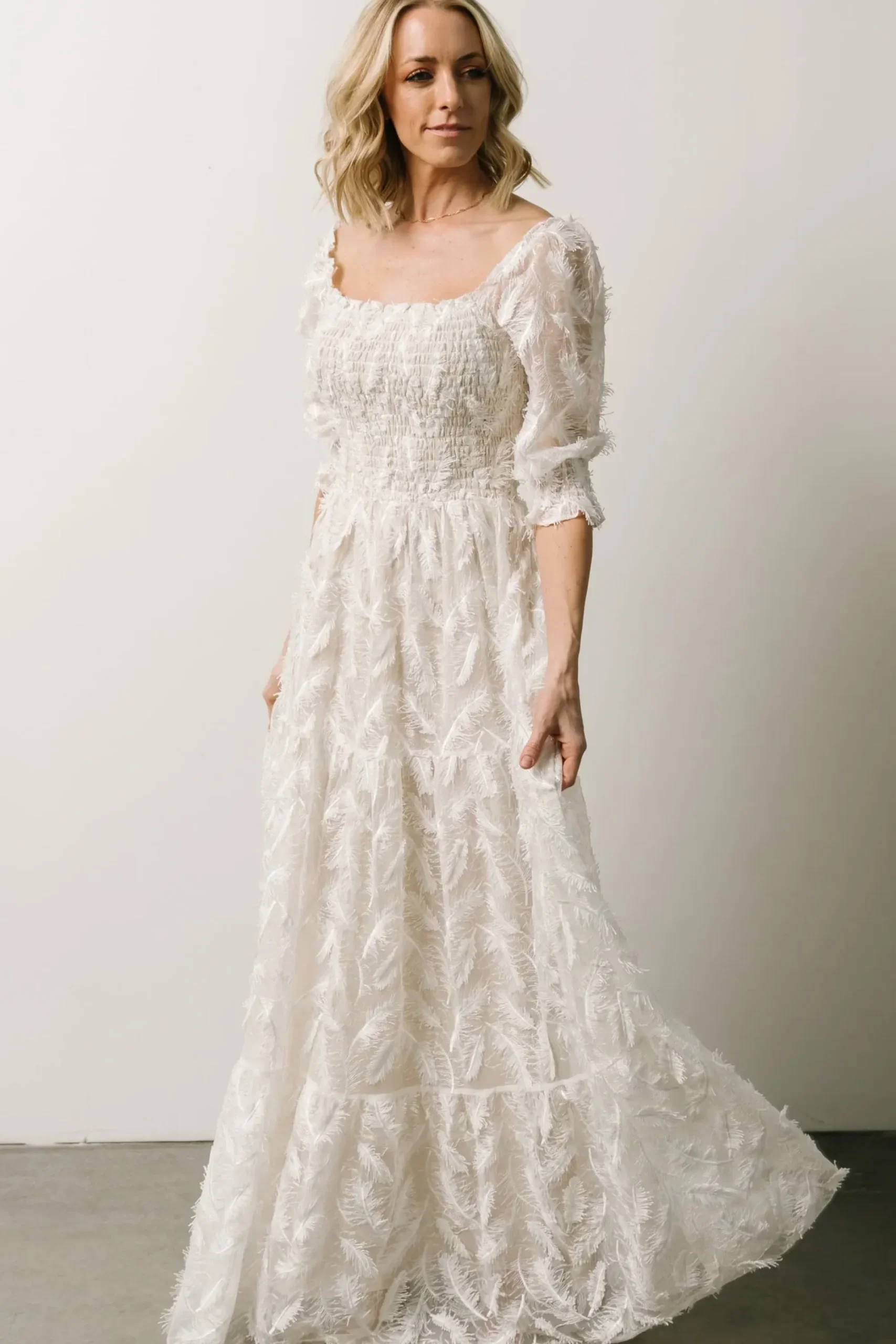 Online Baltic Born Paloma Smocked Feather Maxi Dress | Off White
