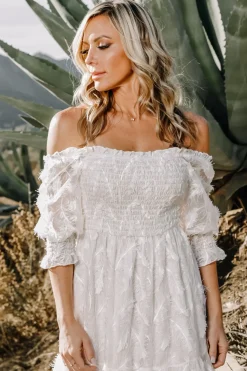 Online Baltic Born Paloma Smocked Feather Maxi Dress | Off White