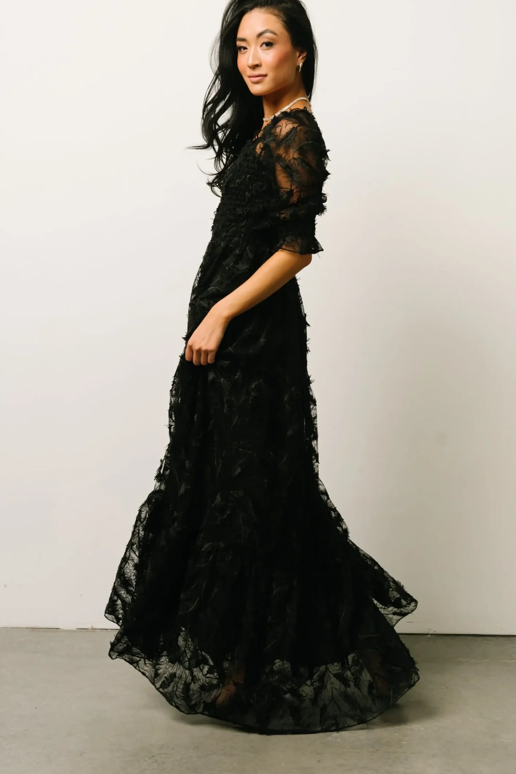 Fashion Baltic Born Paloma Smocked Feather Maxi Dress | Black