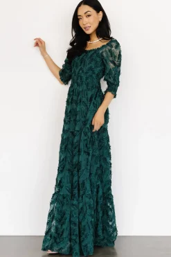 Hot Baltic Born Paloma Smocked Feather Maxi Dress | Emerald