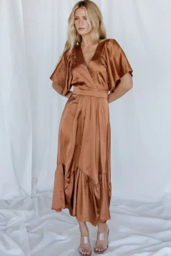 Online Baltic Born Pasadena Satin Dress | Copper