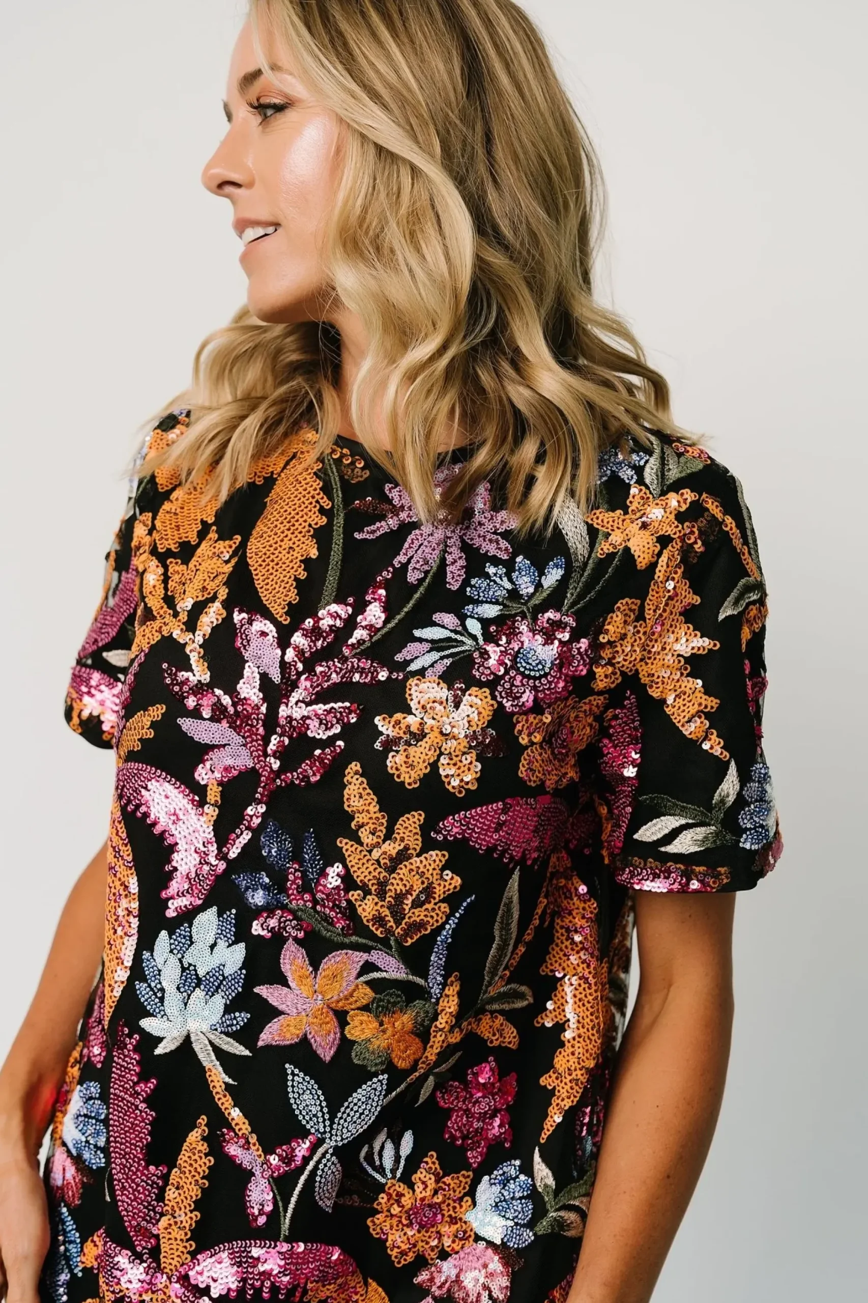 Clearance Baltic Born Patricia Sequin Short Dress | Black