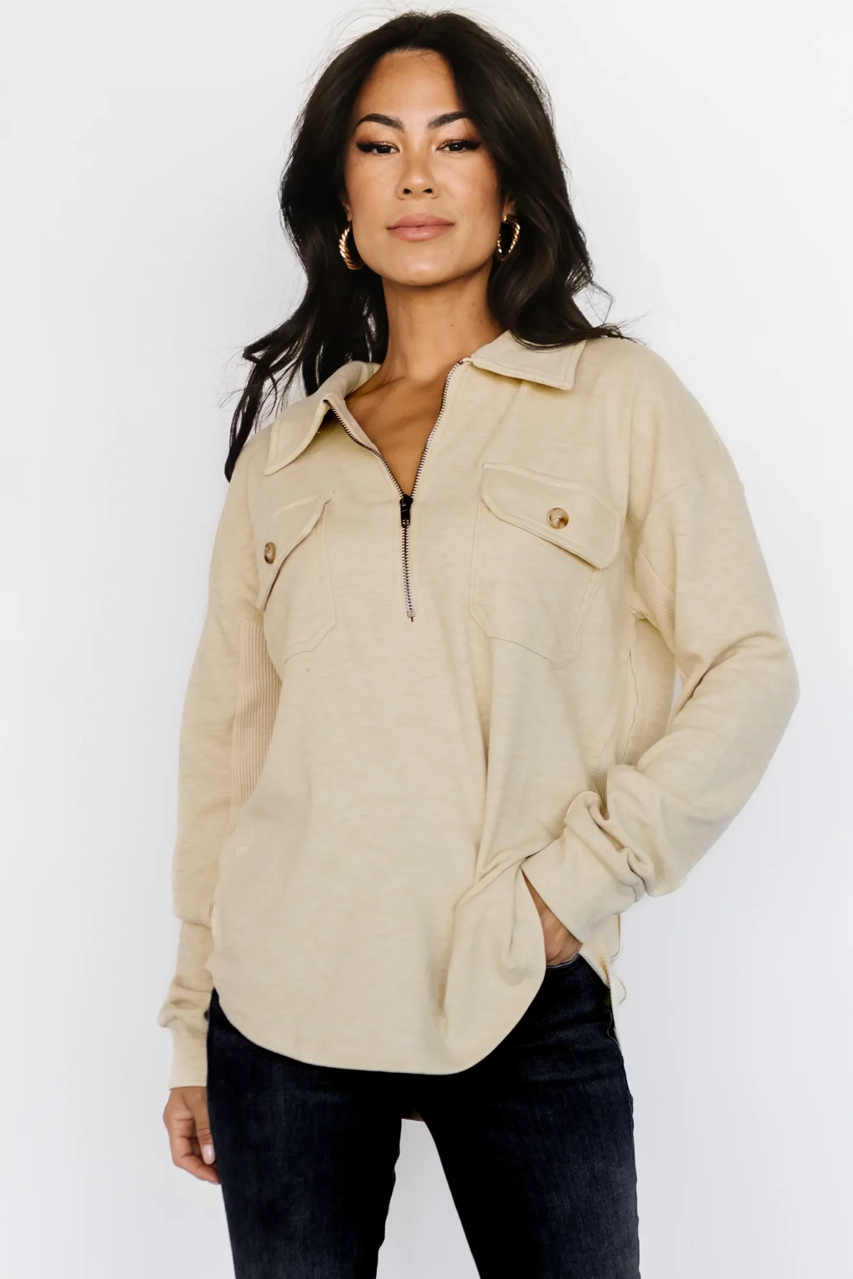 Fashion Baltic Born Patrick Half Zip Pullover | Honey