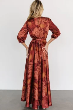 Outlet Baltic Born Paula Satin Maxi Dress | Terracotta Floral