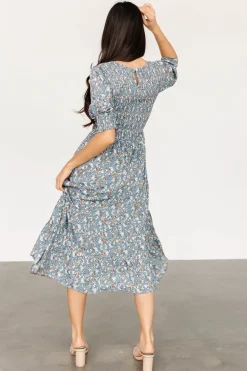 Discount Baltic Born Pele Tiered Midi Dress | Vintage Blue Floral