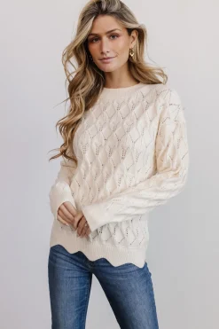 Clearance Baltic Born Perle Eyelet Scallop Sweater | Cream