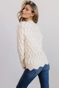 Clearance Baltic Born Perle Eyelet Scallop Sweater | Cream