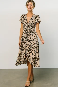Outlet Baltic Born Poppy Satin Midi Dress | Animal Print