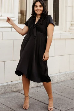 New Baltic Born Poppy Satin Midi Dress | Black