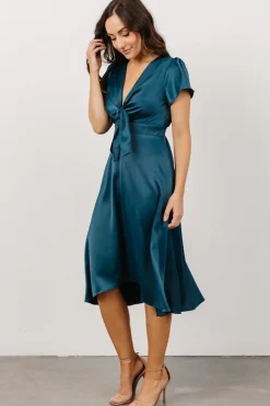 New Baltic Born Poppy Satin Midi Dress | Persian Blue