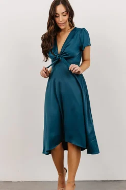 New Baltic Born Poppy Satin Midi Dress | Persian Blue
