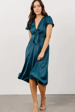 New Baltic Born Poppy Satin Midi Dress | Persian Blue