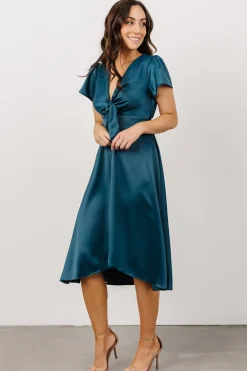 New Baltic Born Poppy Satin Midi Dress | Persian Blue