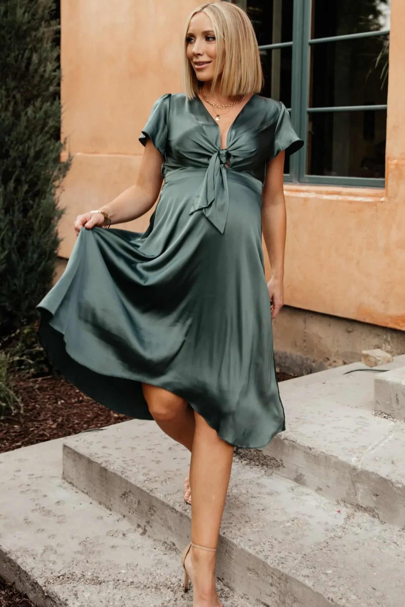 Outlet Baltic Born Poppy Satin Midi Dress | Winter Green