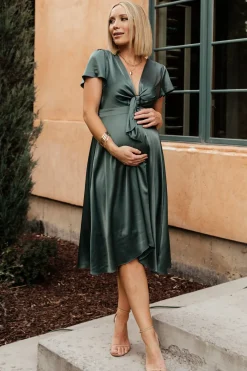 Outlet Baltic Born Poppy Satin Midi Dress | Winter Green