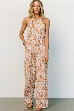 Outlet Baltic Born Porto Tie Jumpsuit | Camel Floral