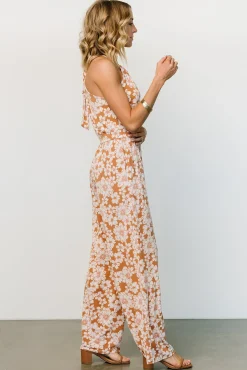 Outlet Baltic Born Porto Tie Jumpsuit | Camel Floral