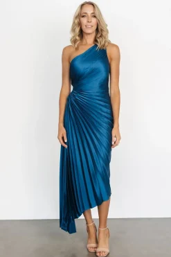 Fashion Baltic Born Presley One Shoulder Pleated Dress | Sapphire