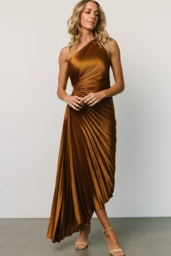 Fashion Baltic Born Presley One Shoulder Pleated Dress | Bronze