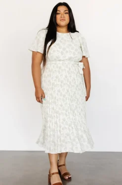 Discount Baltic Born Prim Pleated Dress | Vintage Olive Print