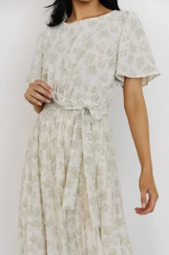 Discount Baltic Born Prim Pleated Dress | Vintage Olive Print