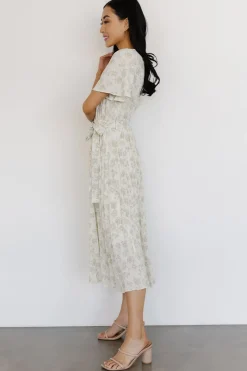 Discount Baltic Born Prim Pleated Dress | Vintage Olive Print