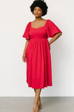 Discount Baltic Born Raquel Back Tie Midi Dress | Red