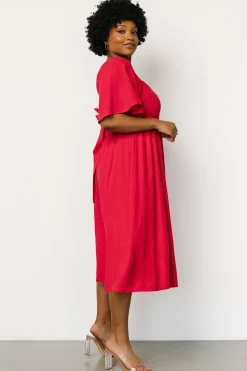 Discount Baltic Born Raquel Back Tie Midi Dress | Red